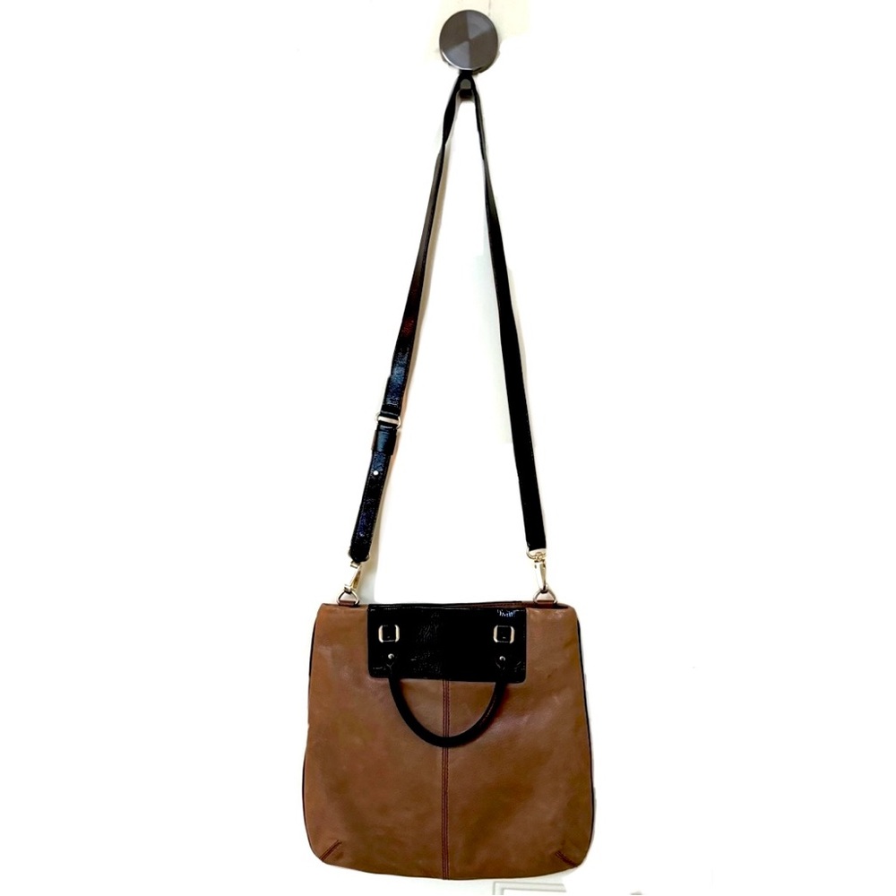 Vintage Kate Spade Saddle Leather Shoulder Bag Patent Espresso Straps